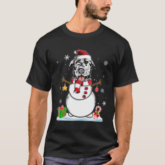 おもしろいクリスマスパジャマアイリッシュウルフハウンドドッグサンタ Tシャツ