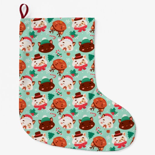 おもしろいクリスマスパターン大クリスマスストッキング ラージクリスマスストッキング (正面)