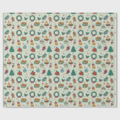 おもしろいクリスマスパターン緑の木クリスマス ラッピングペーパー (フラット)