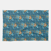 おもしろいクリスマスパップパターンホリデーキッチンタオル キッチンタオル (横)