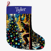 おもしろいクリスマスパーソナライズされた ラージクリスマスストッキング (正面)