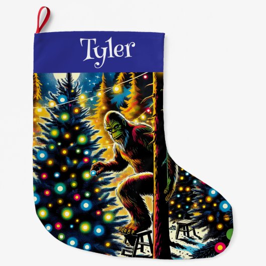 おもしろいクリスマスパーソナライズされた ラージクリスマスストッキング (正面)