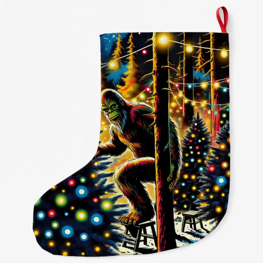 おもしろいクリスマスパーソナライズされた ラージクリスマスストッキング (裏面)