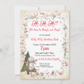 おもしろいクリスマスパーティーかわいいバニーツリースタースノーフレーク 招待状 (正面)