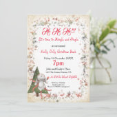 おもしろいクリスマスパーティーかわいいバニーツリースタースノーフレーク 招待状 (スタンド正面)