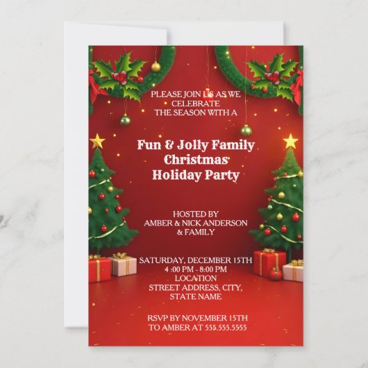 おもしろいクリスマスパーティーの醜いセーター犬猫 招待状 (裏面)