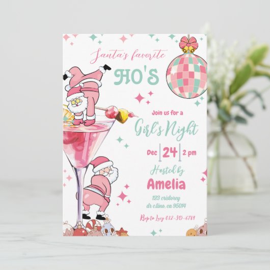 おもしろいクリスマスパーティーガールズナイト 招待状 (スタンド正面)