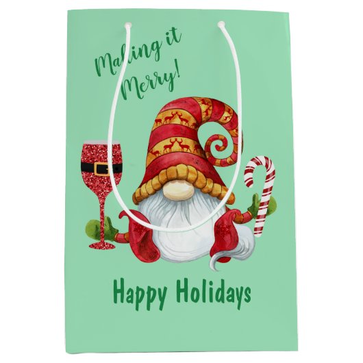 おもしろいクリスマスパーティー格言 ミディアムペーパーバッグ (正面)