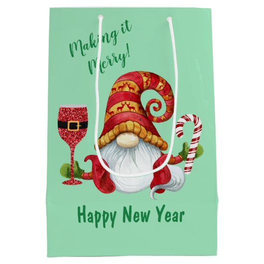 おもしろいクリスマスパーティー格言 ミディアムペーパーバッグ (裏面)