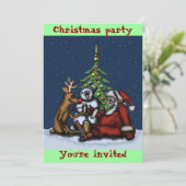おもしろいクリスマスパーティー漫画アート招待状 招待状 (スタンド正面)