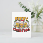 おもしろいクリスマスビールのワードアート シーズンポストカード (スタンド正面)