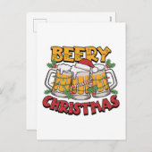 おもしろいクリスマスビールのワードアート シーズンポストカード (正面/裏面)