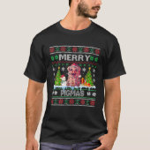おもしろいクリスマスピグライツサンタハットピグマメリース Tシャツ (正面)