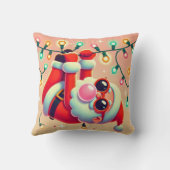 おもしろいクリスマスピロー – サンタとライトとバブル クッション (裏面)