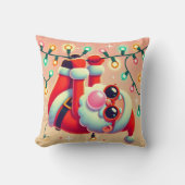 おもしろいクリスマスピロー – サンタとライトとバブル クッション (正面)