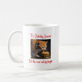 おもしろいクリスマスファットキャットマグ食べバーガー コーヒーマグカップ (左)