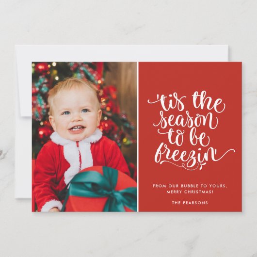 おもしろいクリスマスファミリーフォトプレイドカード カード (正面)