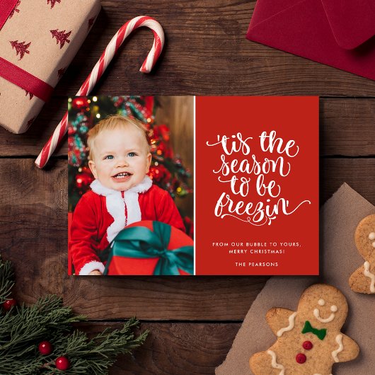 おもしろいクリスマスファミリーフォトプレイドカード カード