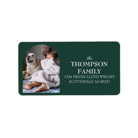 おもしろいクリスマスファミリーフォト差出人住所メール ラベル (正面)