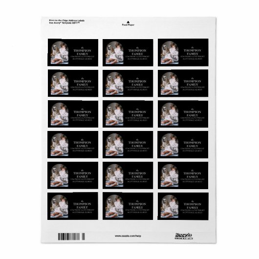 おもしろいクリスマスファミリーフォト差出人住所メール ラベル (フルシート)