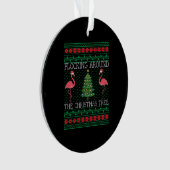 おもしろいクリスマスフラミンゴ醜いクリスマスセーター オーナメント (正面)