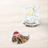 おもしろいクリスマスブラッドハウンド犬ラバーホリデー ラウンドペーパーコースター (インサイチュ)