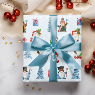 おもしろいクリスマスブルーレッド格言 ラッピングペーパー