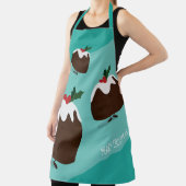 おもしろいクリスマスプリン食べ物クリスマス エプロン (インサイチュ)