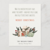 おもしろいクリスマスプレゼントをプレゼント シーズンポストカード (正面)