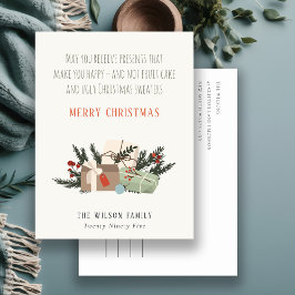 おもしろいクリスマスプレゼントをプレゼント シーズンポストカード