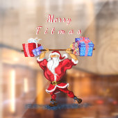 おもしろいクリスマスプレゼント付きボディビルダー ウィンドウサイン (シート2)