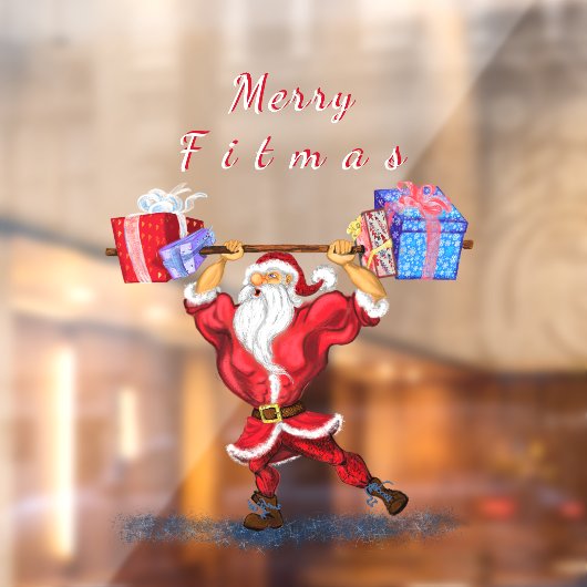 おもしろいクリスマスプレゼント付きボディビルダー ウィンドウサイン (シート2)