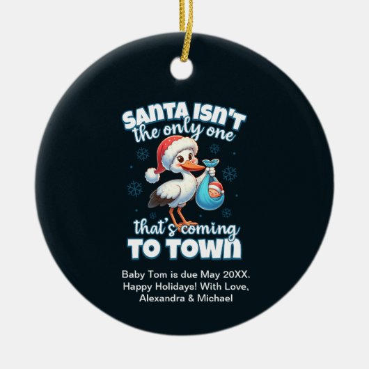 おもしろいクリスマスベビー妊娠の発表 セラミックオーナメント (正面)