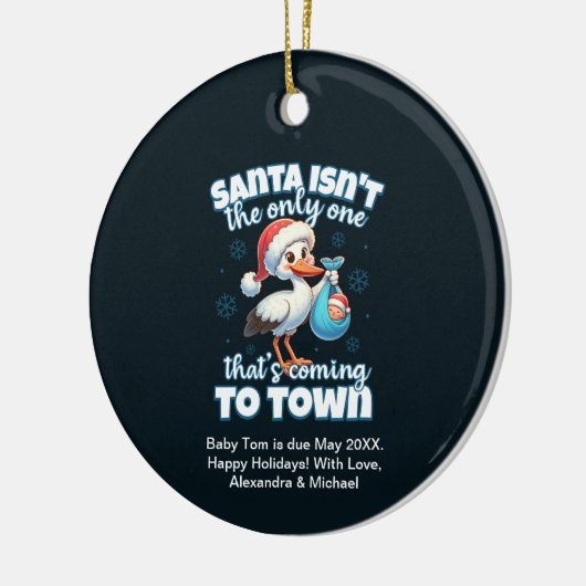 おもしろいクリスマスベビー妊娠の発表 セラミックオーナメント (左)