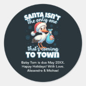 おもしろいクリスマスベビー妊娠の発表 ラウンドシール (正面)