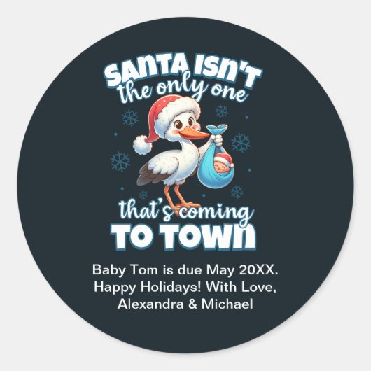 おもしろいクリスマスベビー妊娠の発表 ラウンドシール (正面)