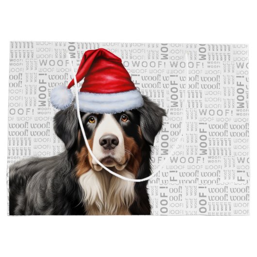 おもしろいクリスマスベルネーズマウンテンドッグ恋人 ラージペーパーバッグ (裏面)