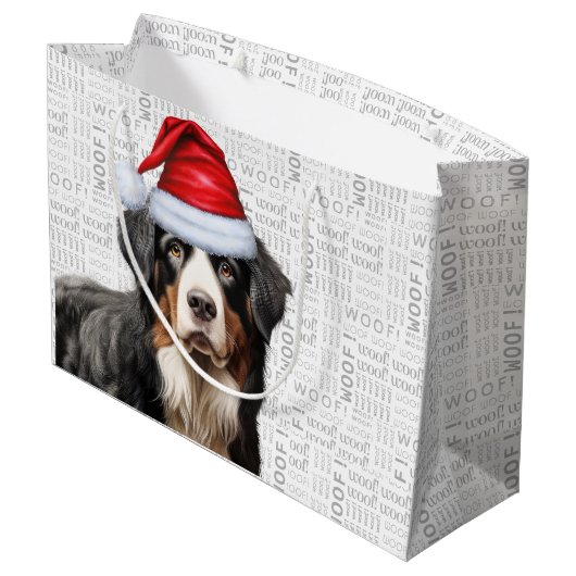 おもしろいクリスマスベルネーズマウンテンドッグ恋人 ラージペーパーバッグ (裏面アングル)