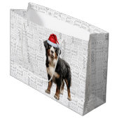 おもしろいクリスマスベルネーズマウンテンドッグ恋人 ラージペーパーバッグ (正面アングル)