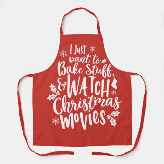 おもしろいクリスマスベーキングウォッチムービーズ引用文デザイン エプロン (正面)