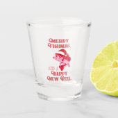 おもしろいクリスマスベース魚釣り ショットグラス (正面)