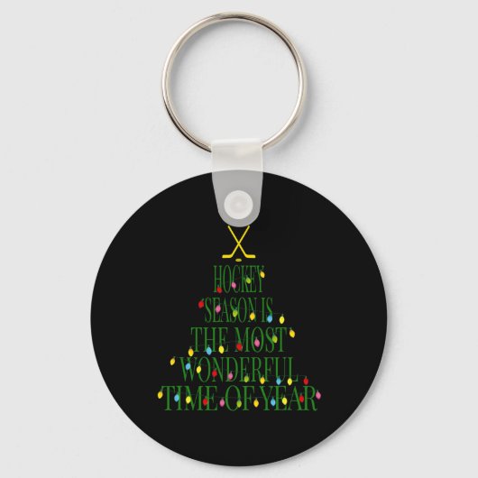 おもしろいクリスマスホッケー – 年の最も素晴らしい時間 キーホルダー (正面)