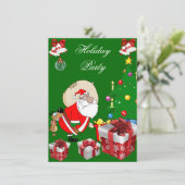 おもしろいクリスマスホリデーパーティサンタドッグツリー 招待状 (スタンド正面)