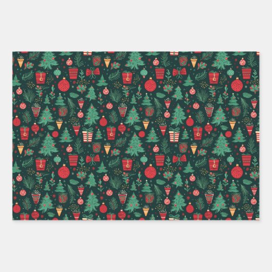 おもしろいクリスマスホリデー冬かわいいコーディネート ラッピングペーパーシート (正面3)