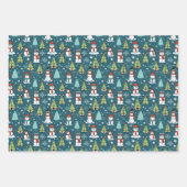 おもしろいクリスマスホリデー冬かわいいコーディネート ラッピングペーパーシート (正面)