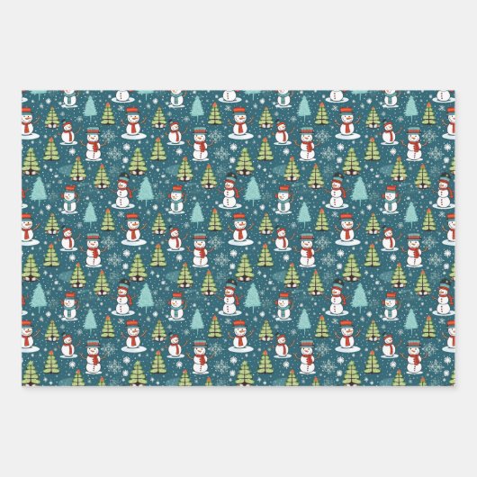 おもしろいクリスマスホリデー冬かわいいコーディネート ラッピングペーパーシート (正面)