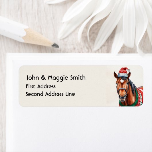 おもしろいクリスマスホース動物自然アート ラベル (インサイチュ)