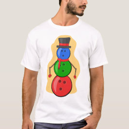 おもしろいクリスマスボーリング雪だるま Tシャツ