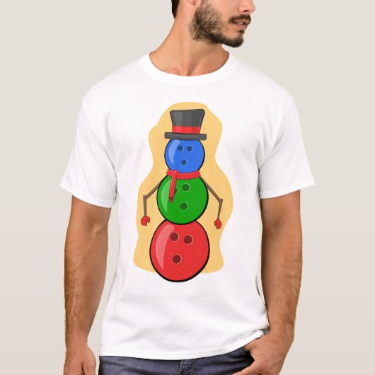おもしろいクリスマスボーリング雪だるま Tシャツ (正面)