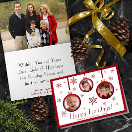 おもしろいクリスマスボールオーナメント3 Photo Happy Holidays カード